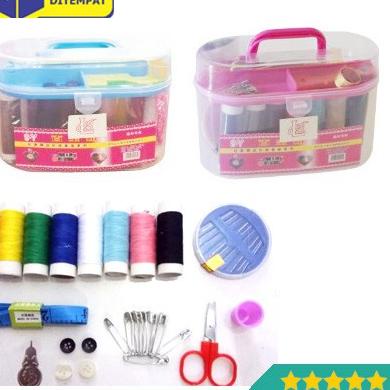 

ウ Set Alat Jahit Kotak Box Benang Jarum Peniti Gunting Meteran - WN103 ヴ