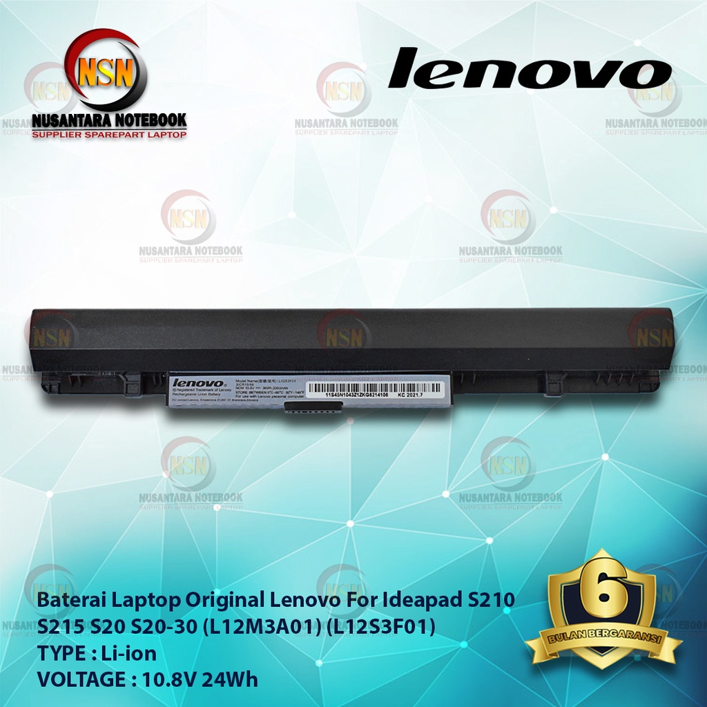 Baterai Lenovo Ideapad S210 S215 S20 S20-30/L12M3A01 L12S3F01 ORIGINAL