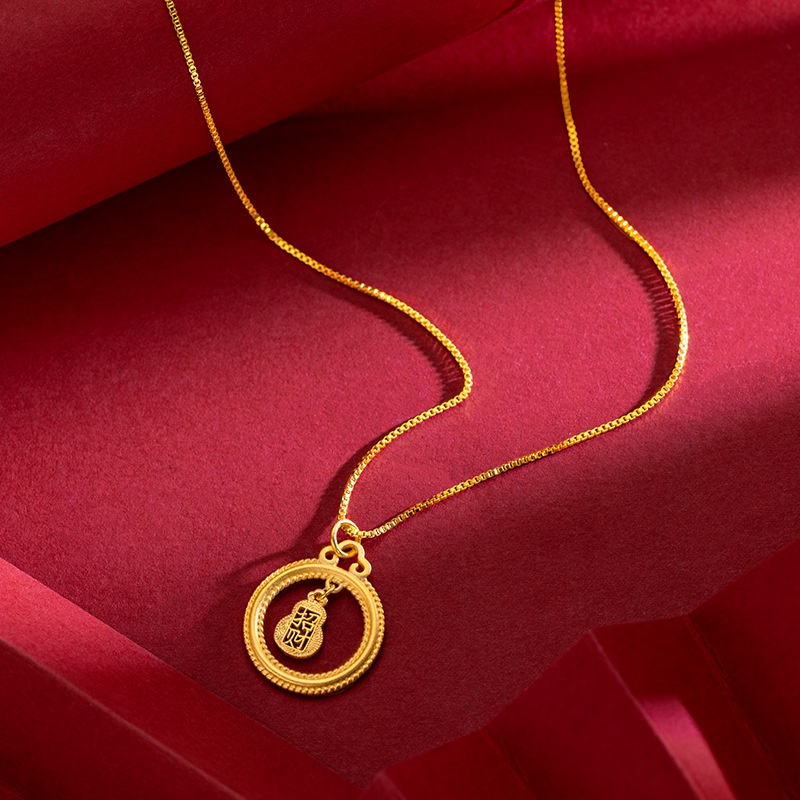 Goldkingdom Perhiasan Fashion 24 K Bangkok Aksesoris Ready Stock Gilt Vintage Aman Liontin Wanita Labu Pesona Klavikula Kalung