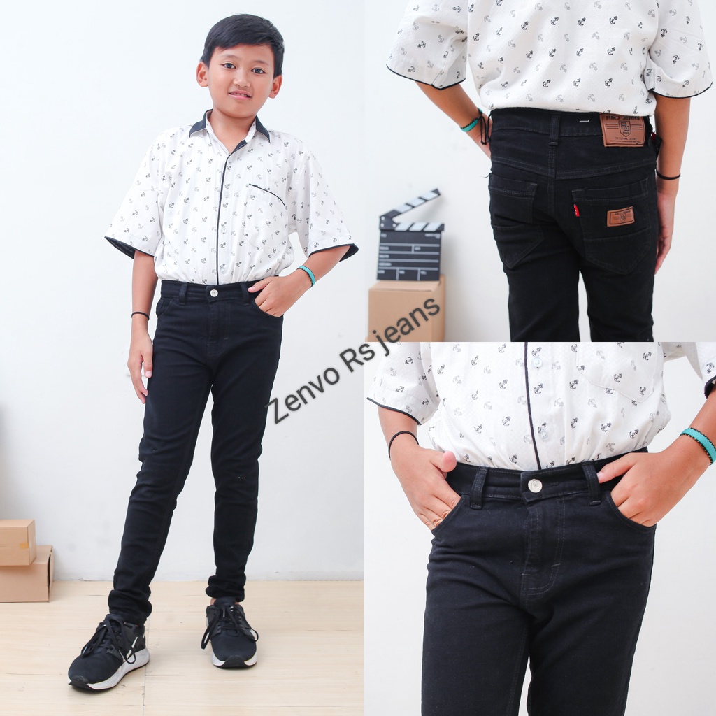 Celana Anak Laki Laki Hitam Jeans 4-12 Tahun /Celana Jeans Anak Laki Laki 4-12 Tahun Terlaris