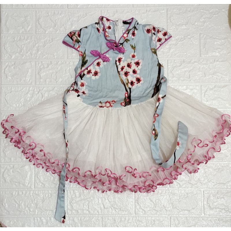 Dress cheongsam / dress bunga tutu import LD26 / Terusan Anak import