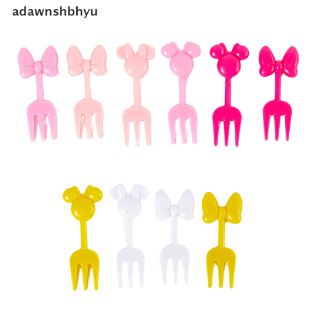 Adawnshbhyu 10Pcs Kartun Anak Snack Kue Dessert Pick Tusuk Gigi Bento Dekorasi Garpu Buah ID