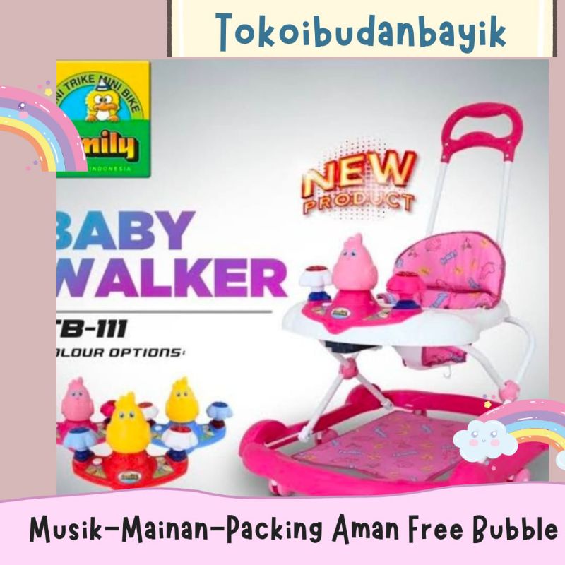 Bisa COD Free Bubble wrap babywalker family Musik Mainan Dorongan