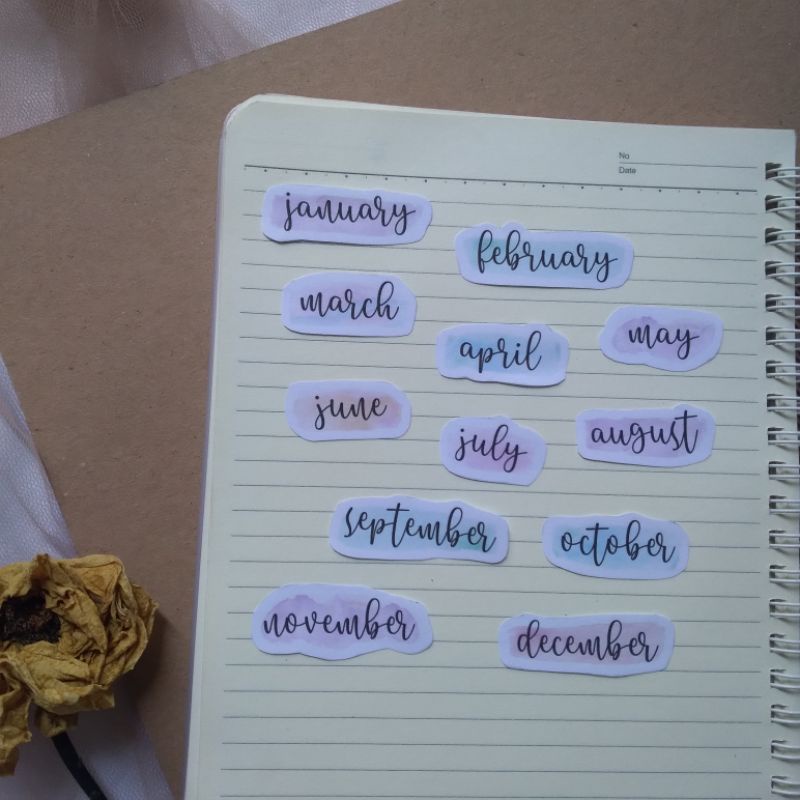 

Deco Nama Bulan HVS Matte Hiasan Scrapbook Journaling Bujo