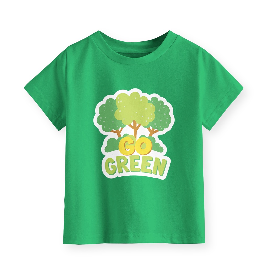Kaos Go Green Series Anak Laki-laki dan Perempuan Unisex Lengan Pendek Motif Go Green