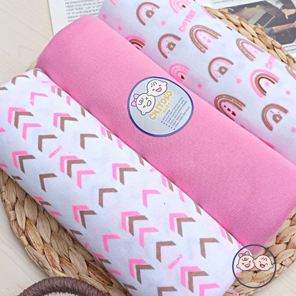 3 Pcs Bedong Bayi Baru Lahir Bahan Kaos 110 x 90 Serian PINK Chiyoko Baby