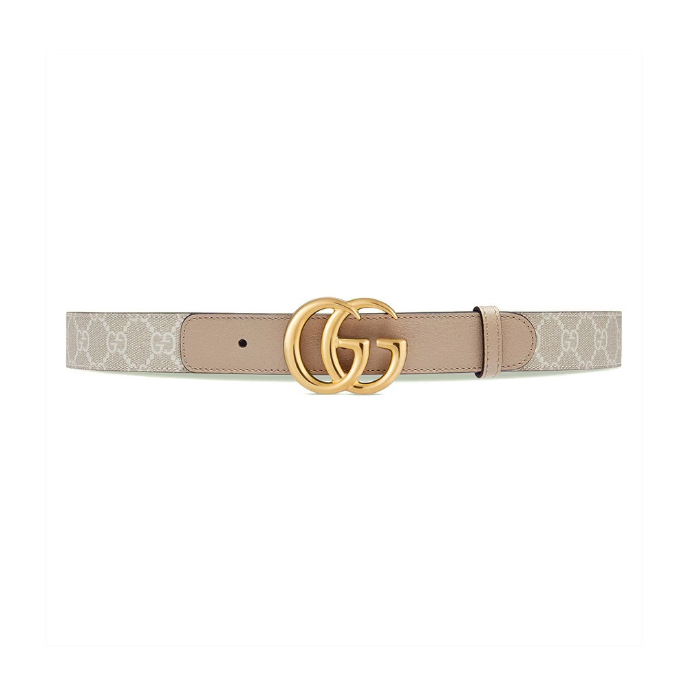 GG Marmont Supreme and Leather Belt 2cm Beige/Nude GHW 100% Original