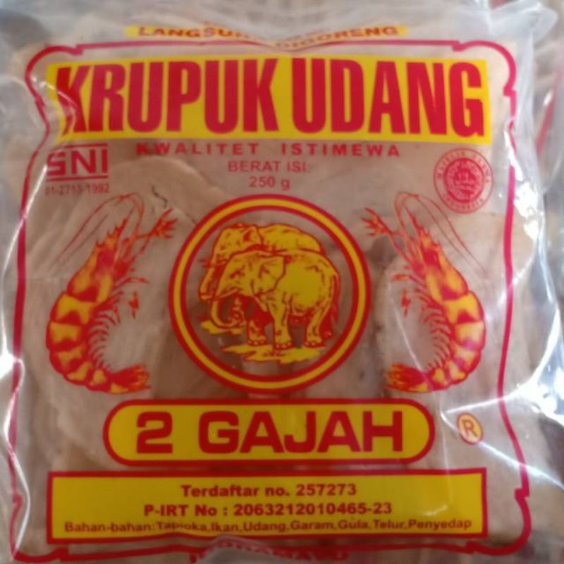 

KRUPUK udang 2 gajah berat 250g