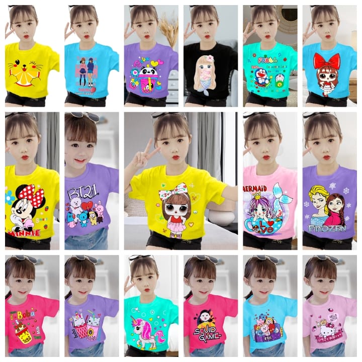 paket hemat 1 KLIK dapat 12 PCS kaos anak perempuan/laki-laki