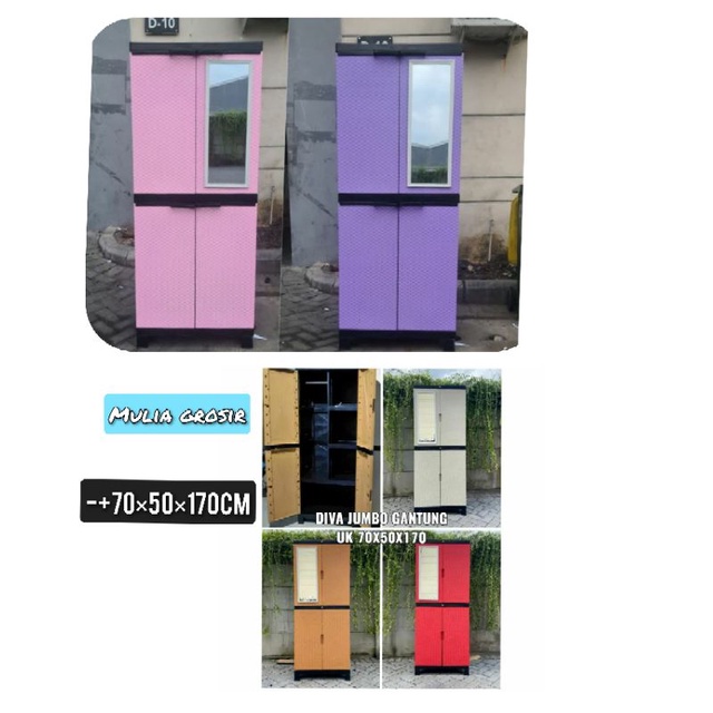 Lemari Plastik Diva Jumbo Model Gantung -+70x50x170cm Lemari Pakaian Lemari Diva Jumbo