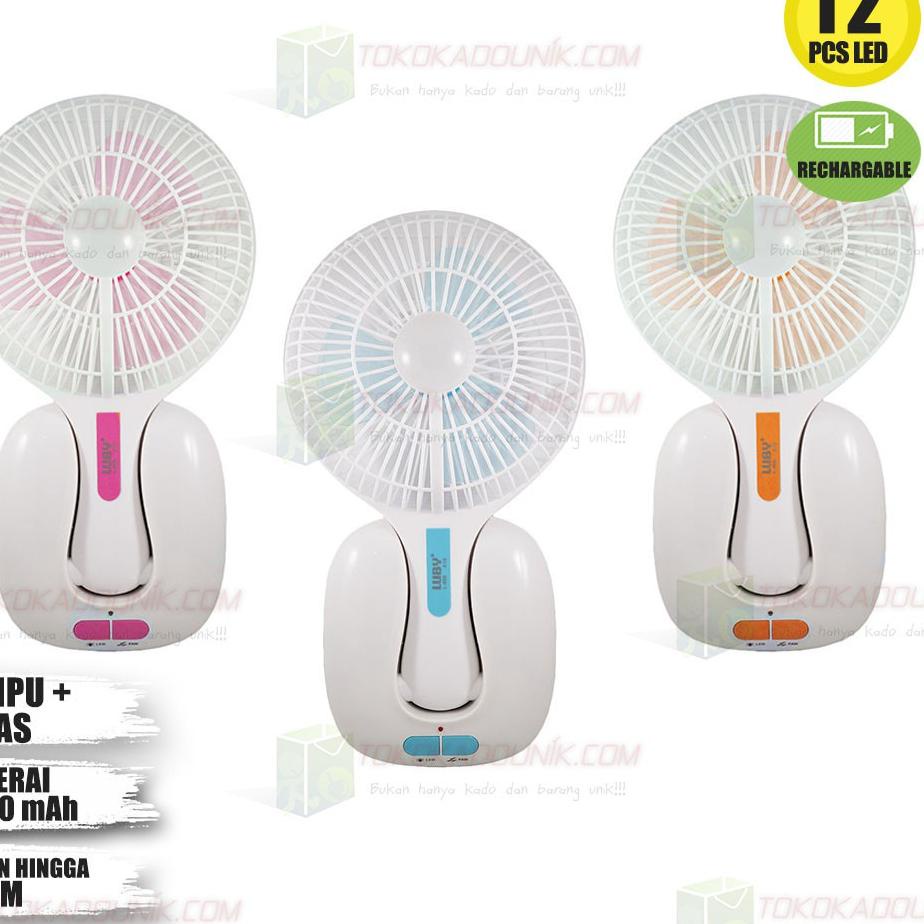 Super Produsen Kipas Lampu Emergency LB L688 Tahan 5 Jam + 12 LED Lampu PUTIH RANDOM