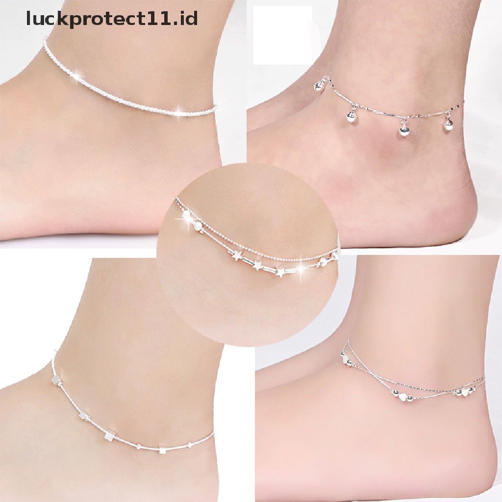 /Fashion Hot// Fashion// Hati925Gelang Kaki Rantai Berlapis Perak Gelang Kaki Barefoot Sandal Pantai Kaki Perhiasan.