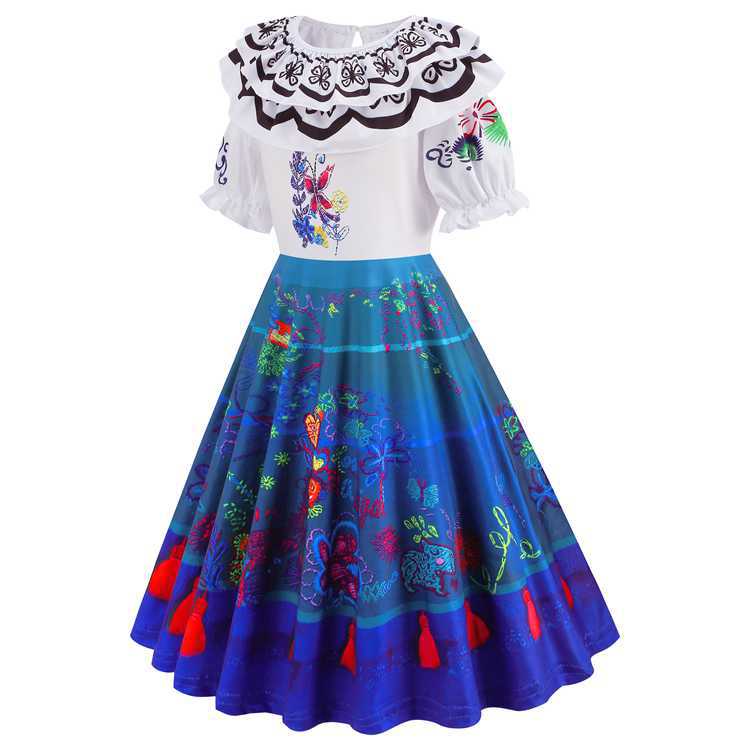 &lt;Free Bag&gt;2-10 Yrs Encanto Madrigal Pepa Dolores Cosplay Costume + Tas Untuk Anak Perempuan Gaun Putri