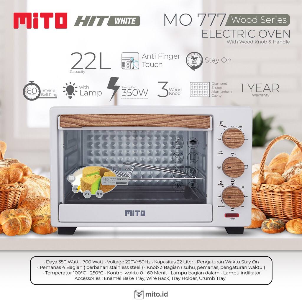 Jual Mito Oven Listrik MO 777 22L Wood Series Oven mito 22 liter Oven