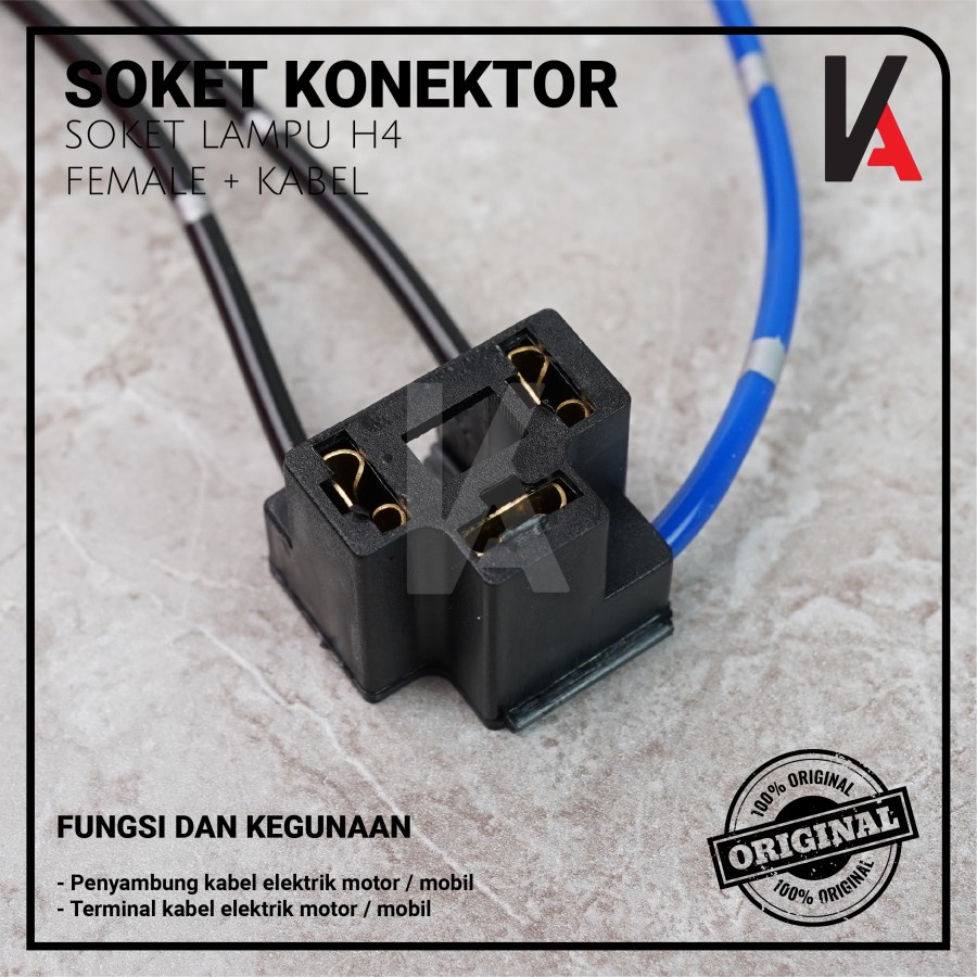 Socket Seal Beam Female / Soket Sealbeam Bohlam H4 / Rumah Lampu Mobil Motor H4 Cewek