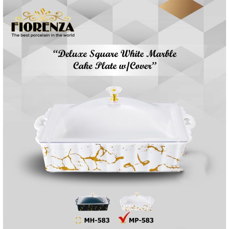 FIORENZA, PIRING KUE PERSEGI MARBLE 583