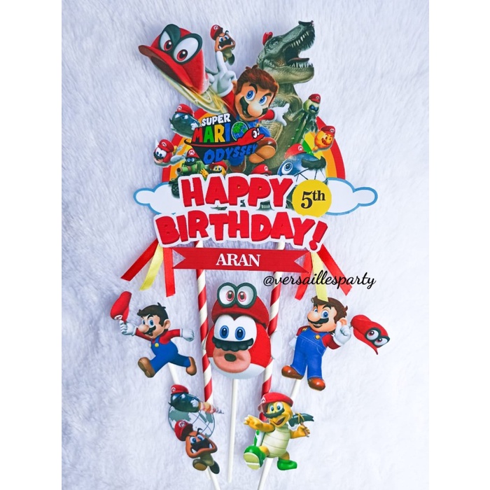 Topper Cake Topper Mario Odyssey/ Tusukan Kue Mario Odyssey / Hiasan Kuemario
