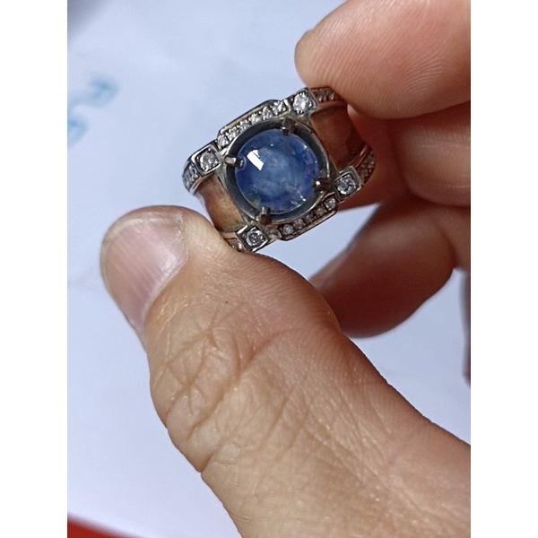 Cincin Batu Permata Natural Star Sapphire Corundum Ori