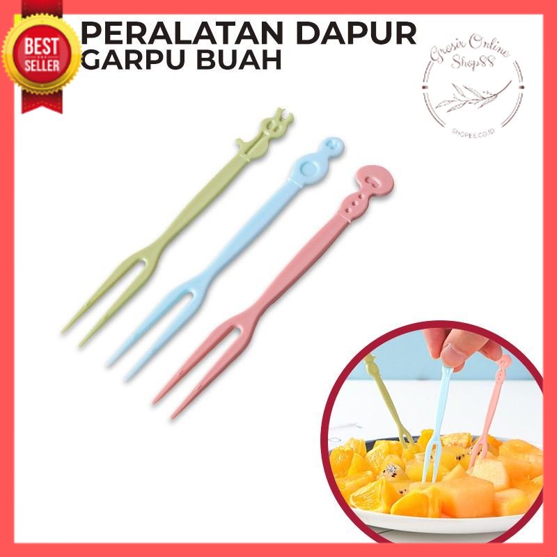 GOS -H213- Garpu Mini Tusuk Buah Per-Pcs - Garpu Mini Plastik - Garpu Mini Plastik Kue dan Buah Lucu