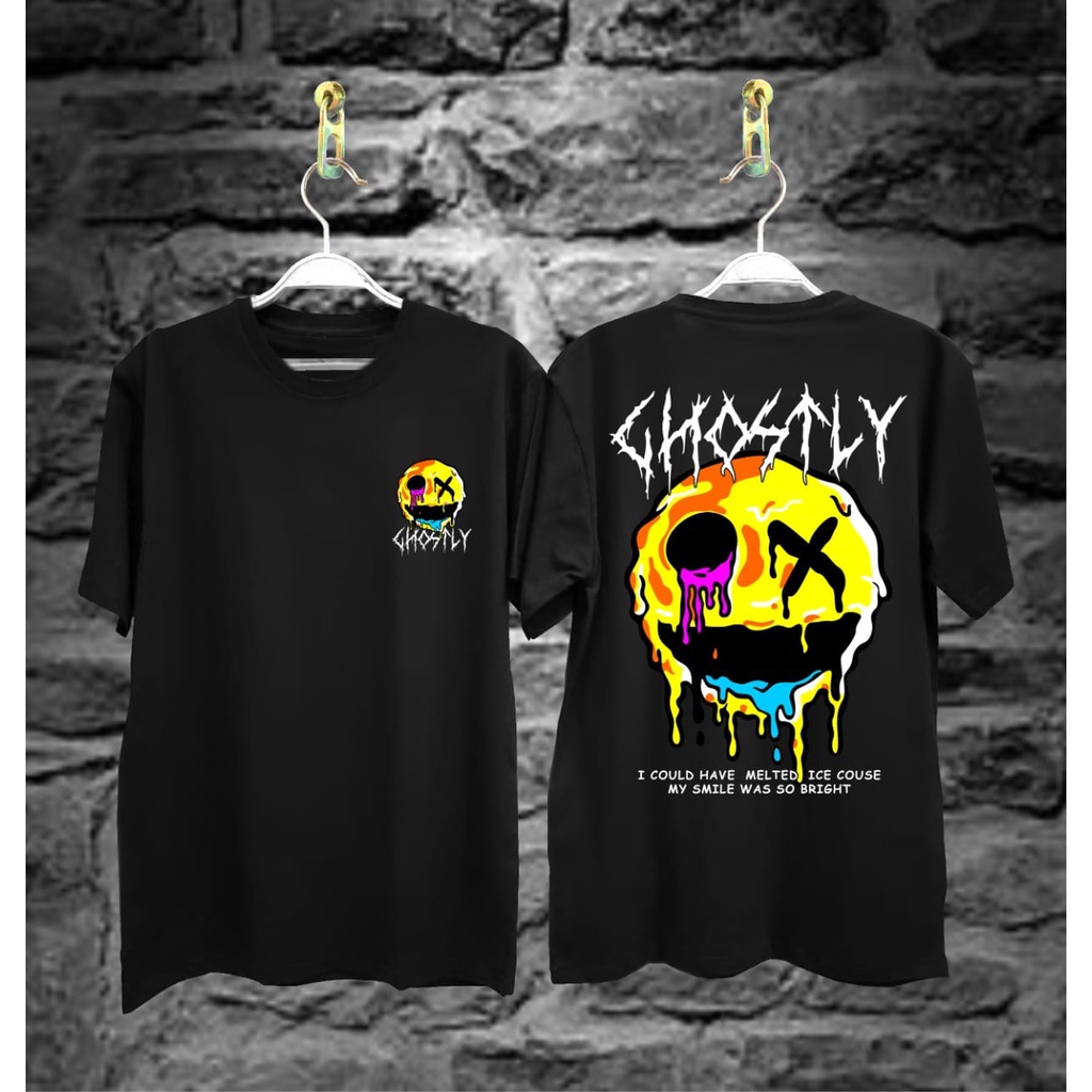 Kaos Tshirt Pria Terbaru Samurai Jepang Smile Ghostly Warna Putih Distro Lengan Pendek Motif Sablon Bergambar Keren