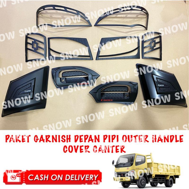 Paket Garnish Lampu Depan Pipi Outer Cover Canter Sporty Hitam