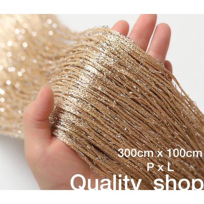 BISA COD tirai benang gold , gliter gold 3meter x 1 meter /GORDEN JENDELA/GORDEN PINTU/GORDEN BLACKO