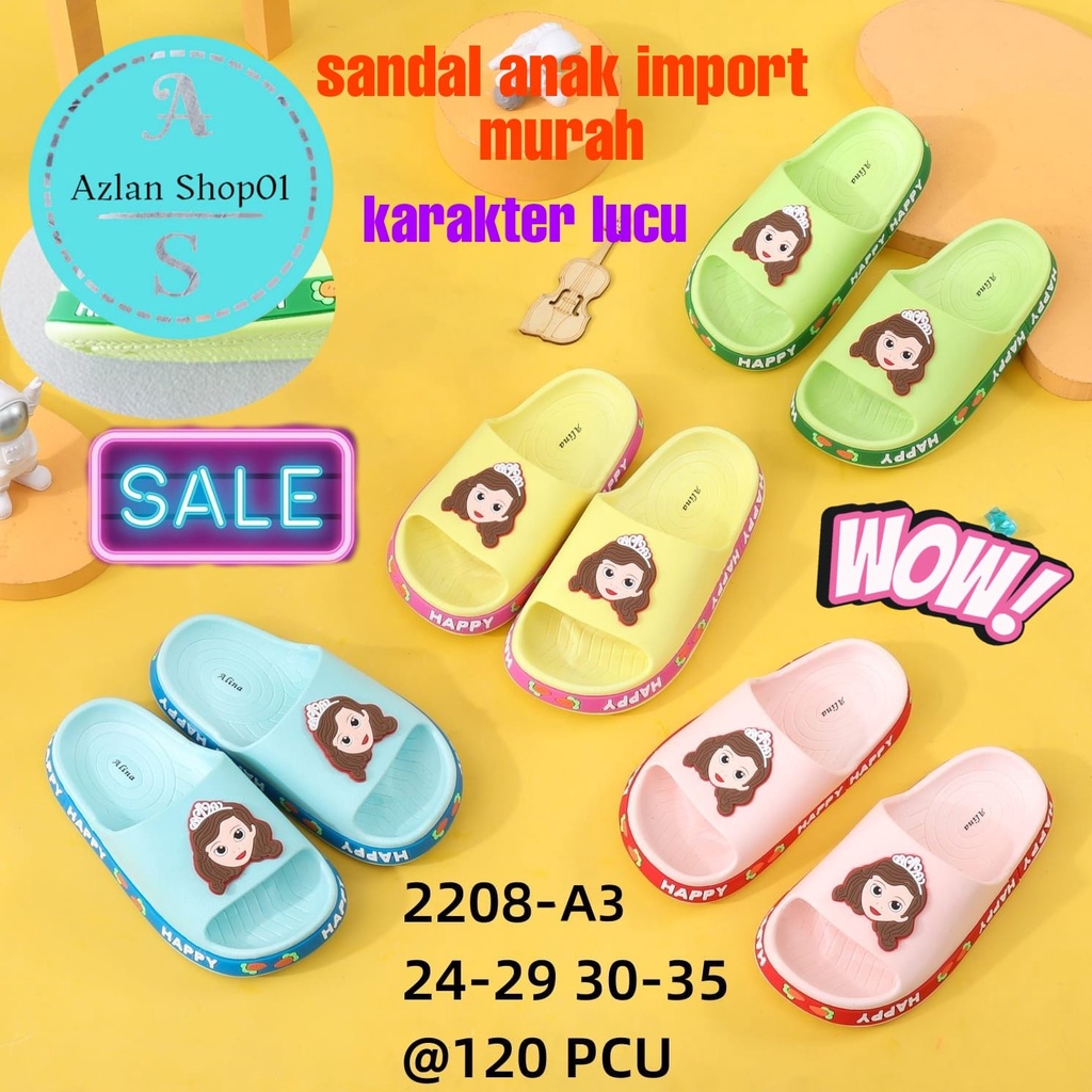 Sandal Selop Anak Motif Sopia / BT21 2222-1 / 2208-A3 / (24-35) Sandal import anak termurah