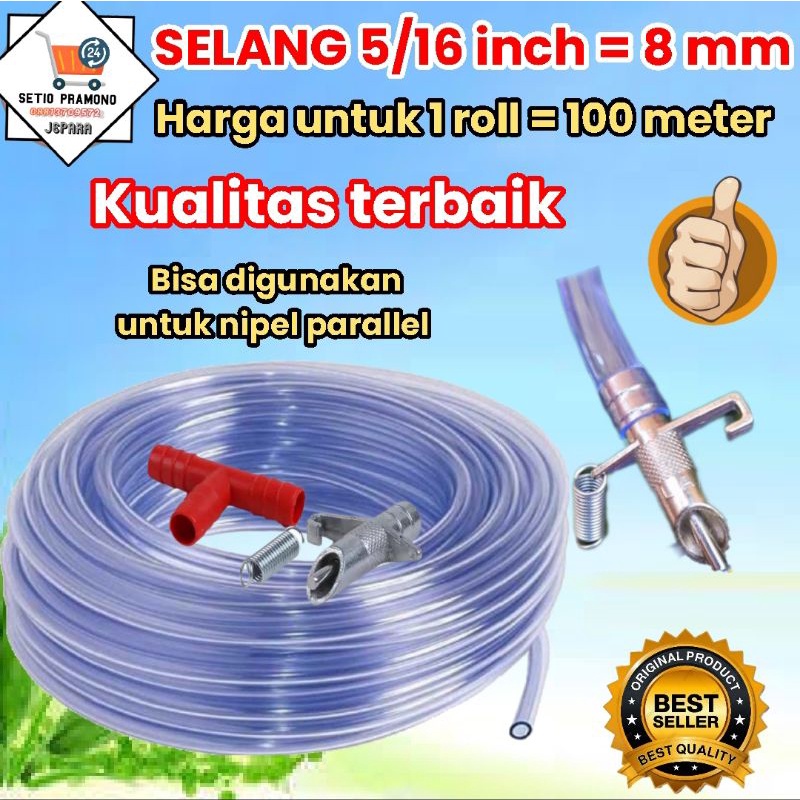 selang 1 roll 5/16 inch panjang 100 meter bisa untuk nipel paralel stainless yellow