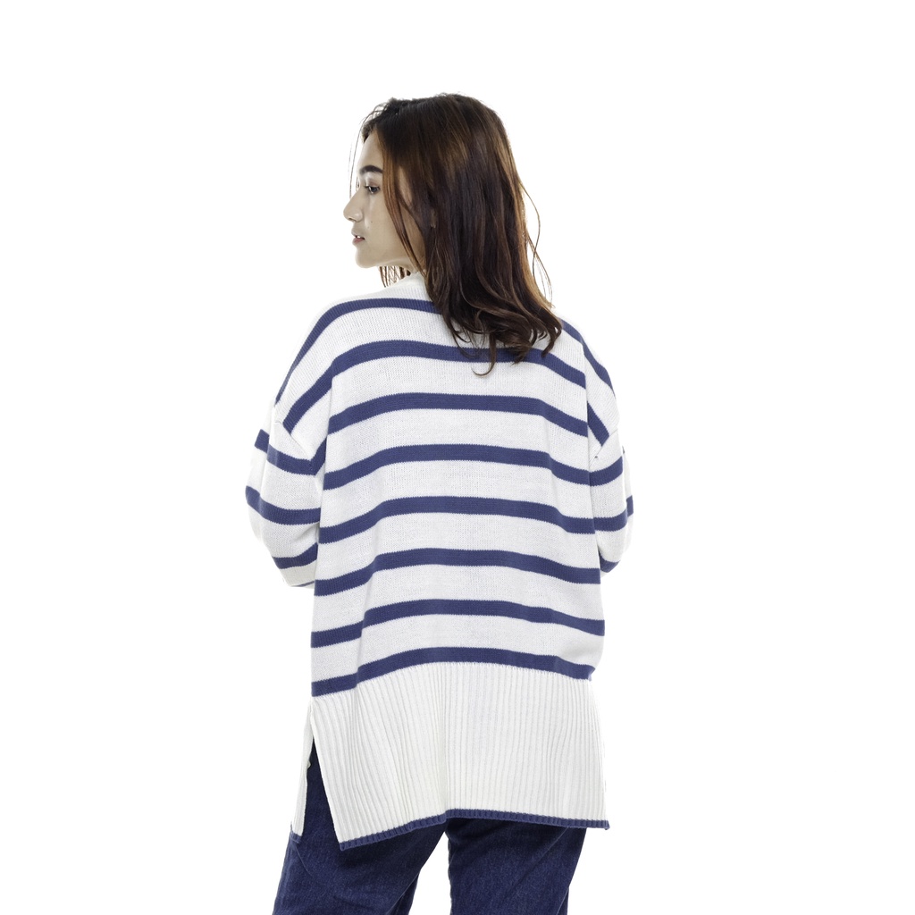 Sweater Rajut Haru Striped Knit Oversize Premium Blouse Cardigan Wanita Murah Halus COD Free Ongkir