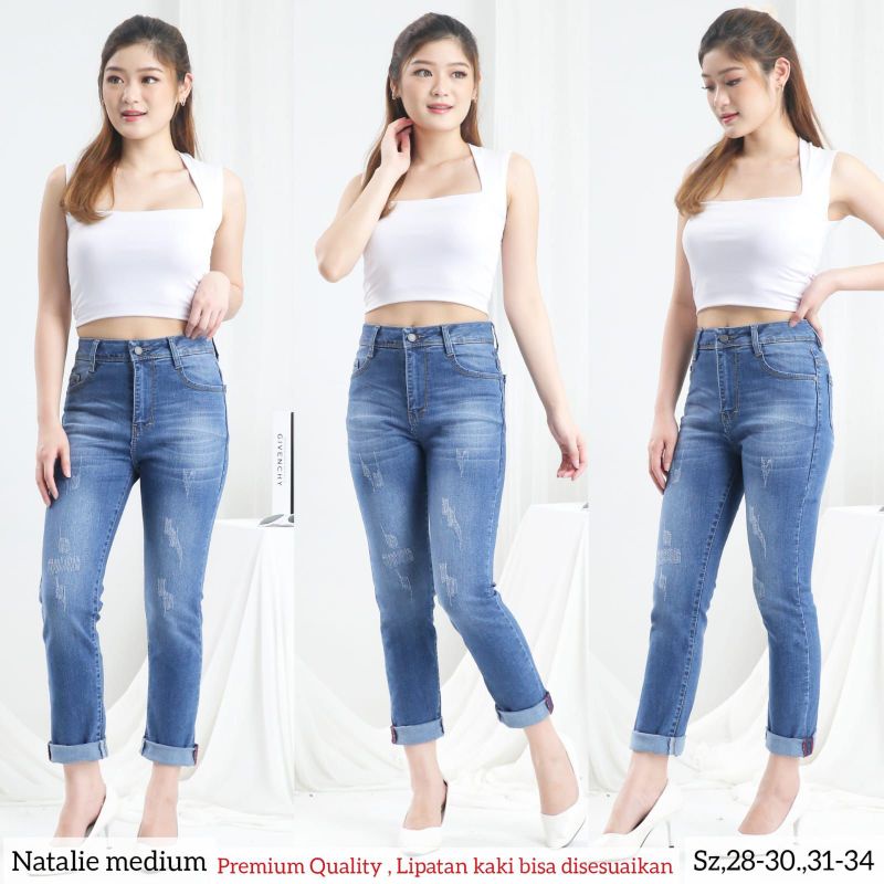 CELANA JEANS WANITA CELANA JEANS SKINNY NATALIE RIPED BELI 2 FREE MINIGOLD