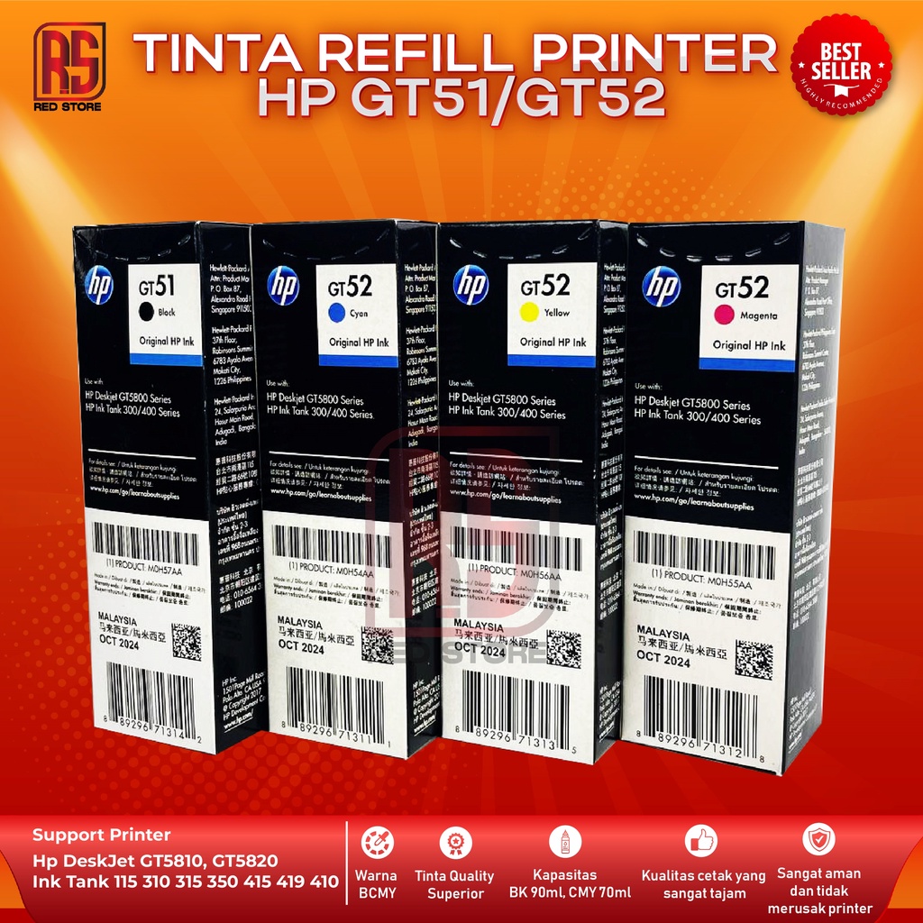 Tinta HP GT51 GT52 For Printer GT 5810 L9U63A GT 5820 M2Q28A