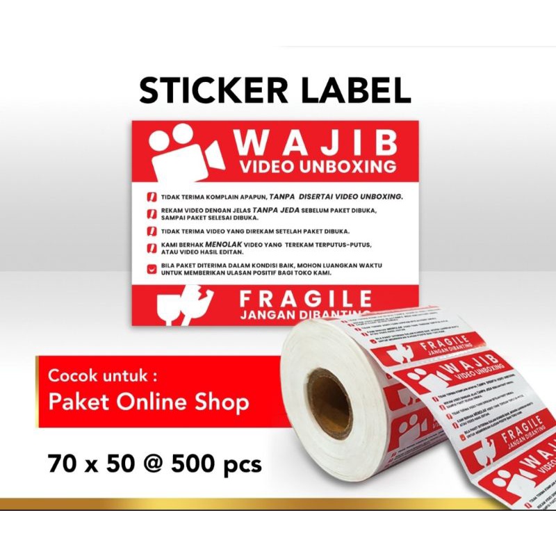 

label stiker online unboxing video 80 x50 isi 300 lembar /per rol