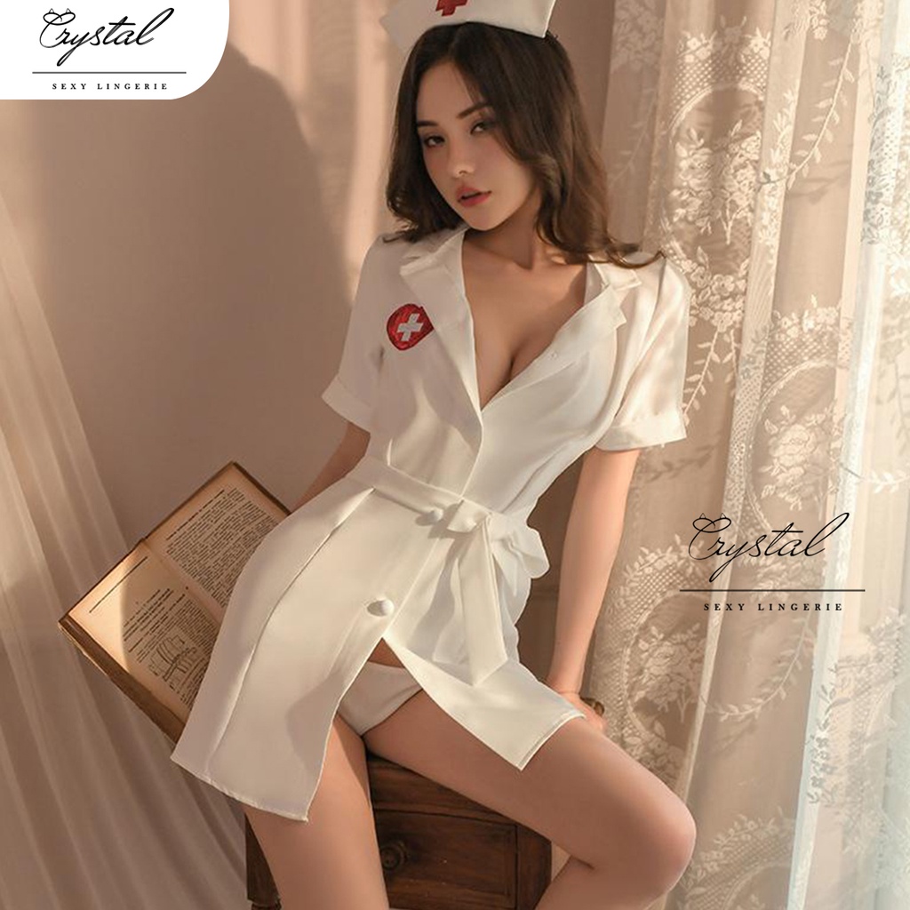 Crystal ANNIE Sexy lingerie nurse / Costume lingerie nurse perawat baju sexy wanita / Kostum Perawat Halloween 245