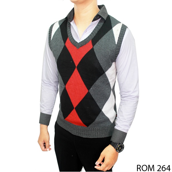 Crocheted Mens Vest Rajut Cream – ROM 454