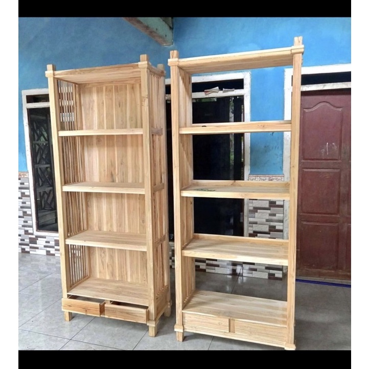 Jual RAK BUKU MINIMALIS KAYU JATI | Shopee Indonesia