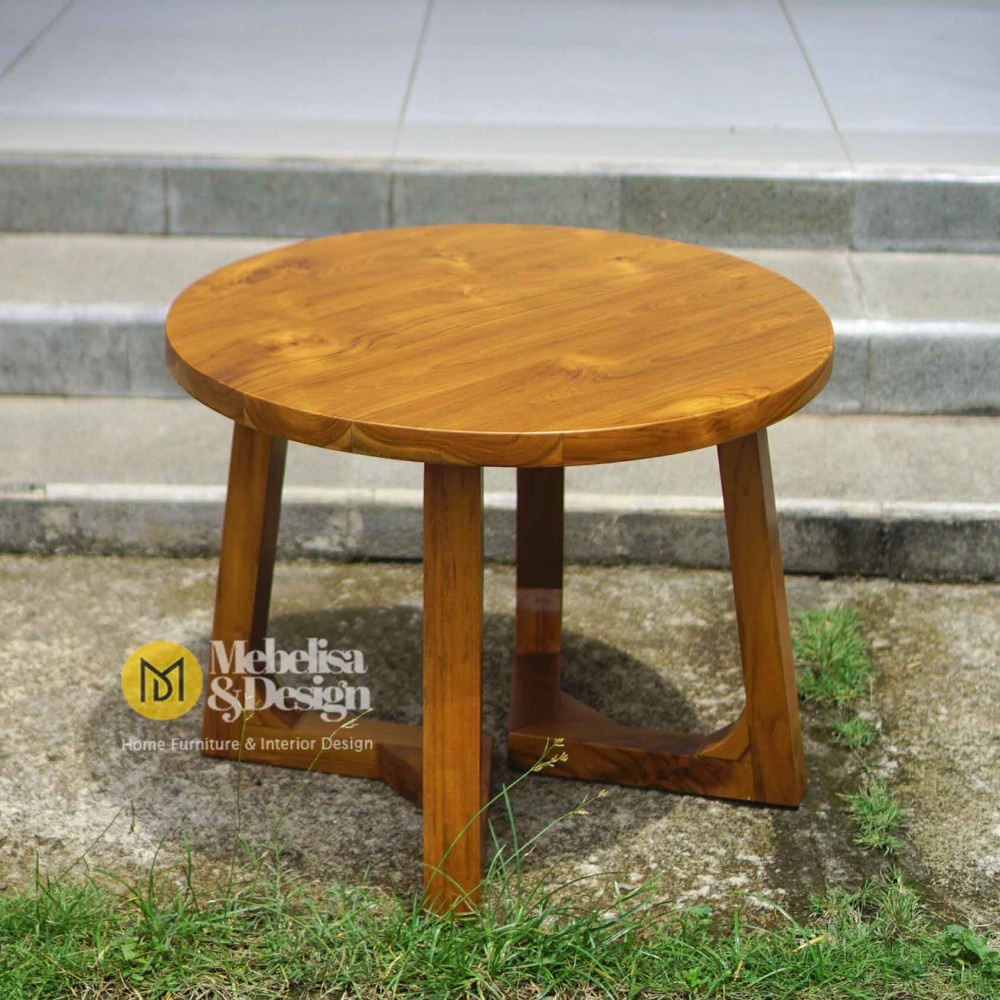 Coffee Table Meja Teras Bulat Scandinavian Jati