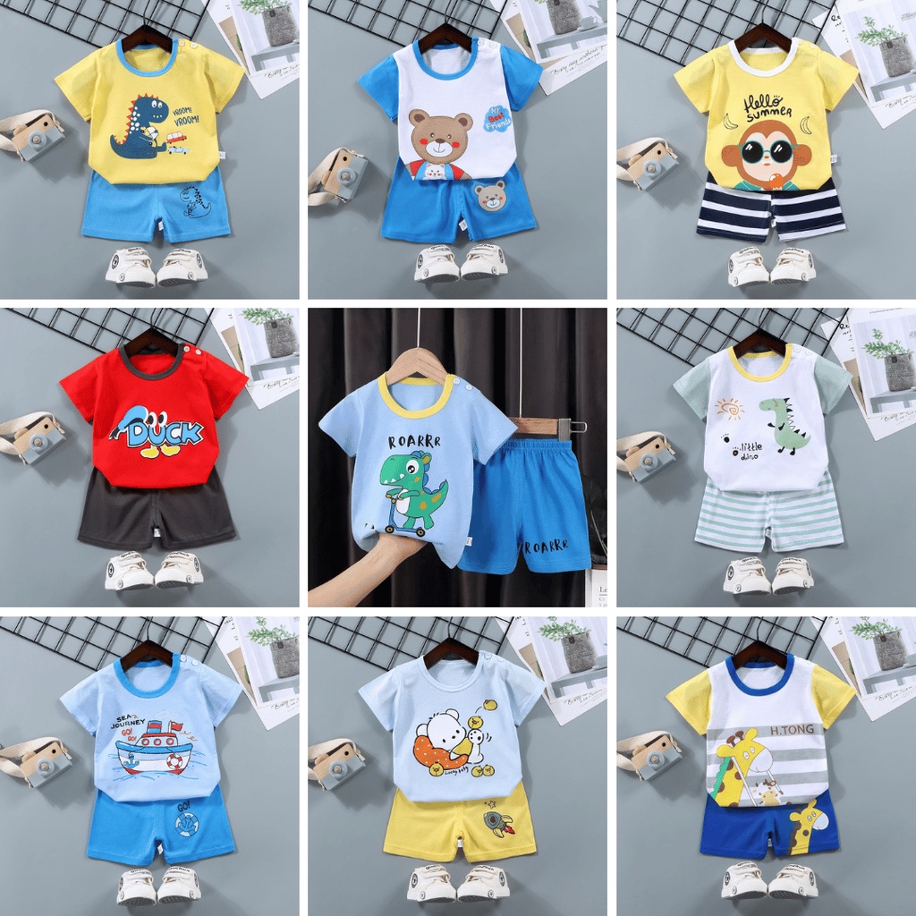 Baju anak baju bayi import korea motif karakter terbaru setelan anak laki laki setelan bayi perempuan