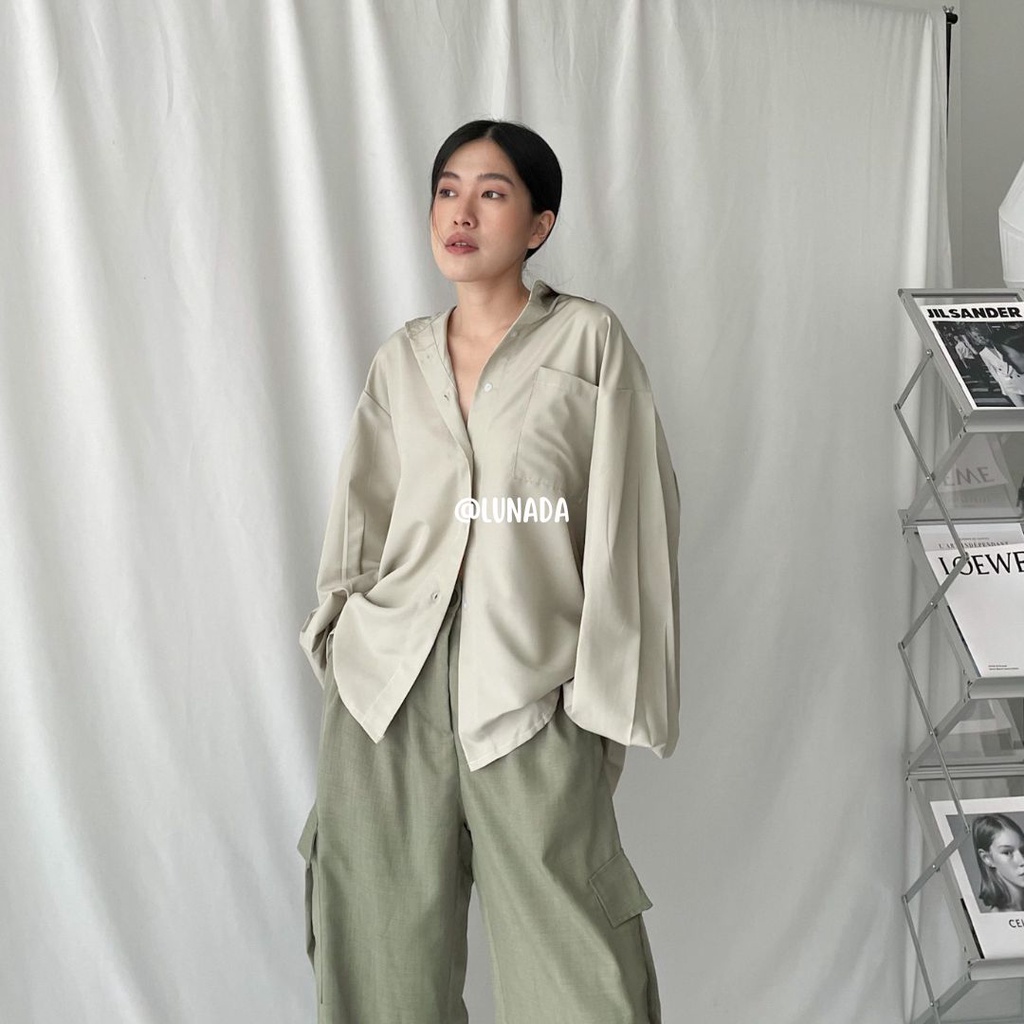 Kemeja Wanita Daily Oversize Puffy Cindy/ Kemeja Kerja Wanita Lengan Balon Oversized Cindy