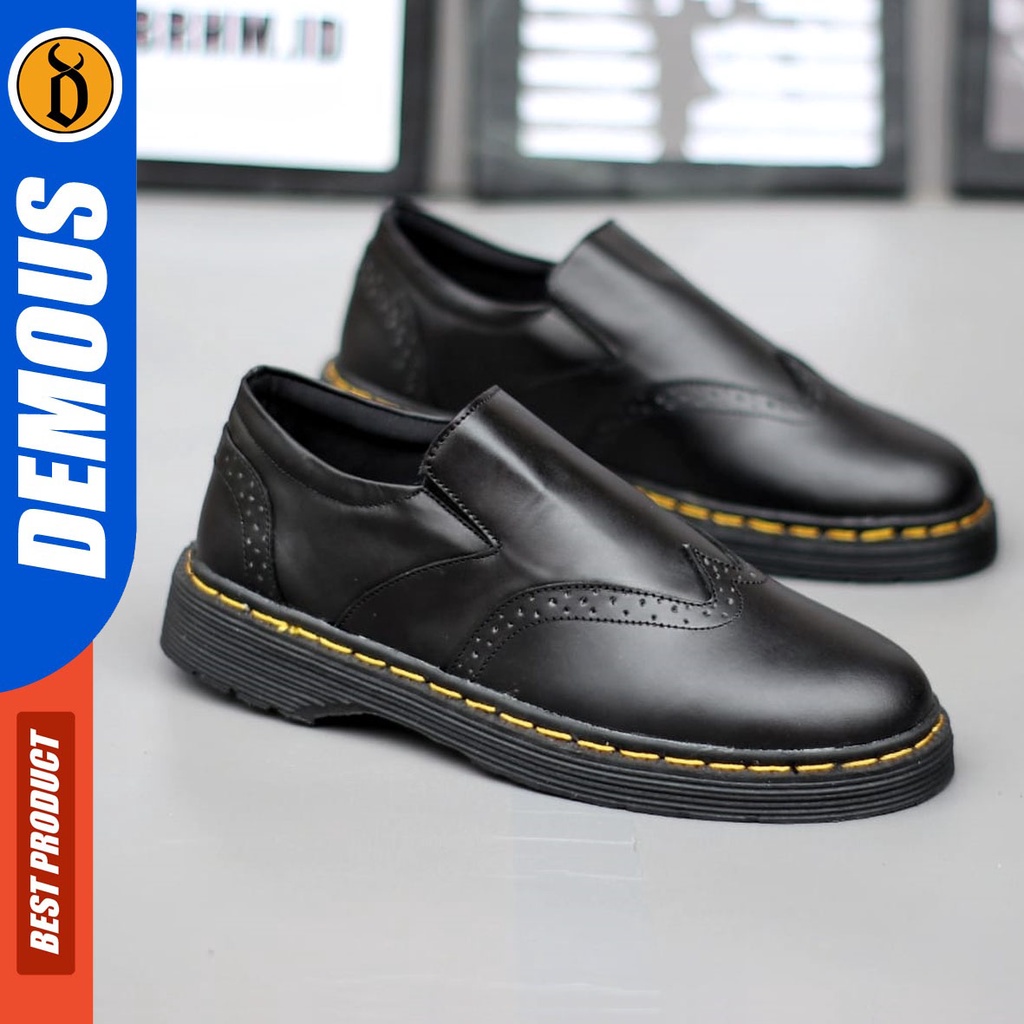 DEMOUS Redfield - Sepatu Boots Docmart Formal Pantofel Kerja Pria Hitam