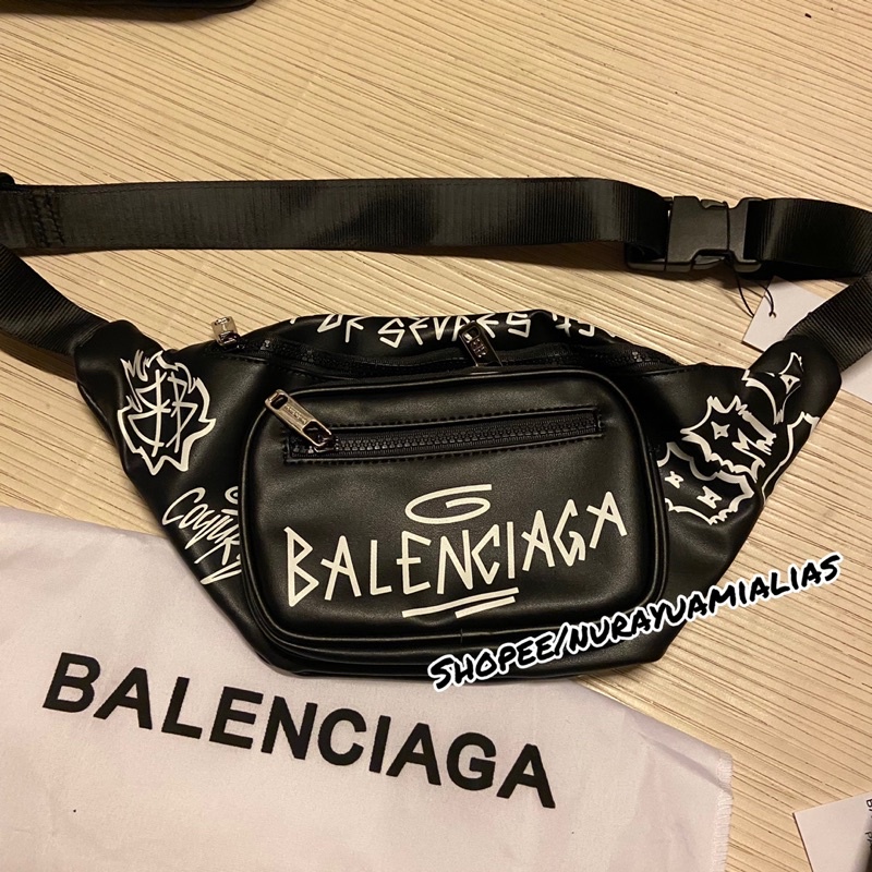 Tas Waistbag Balenciaga grafity Mirror Authentic import tas selempang pria wanita branded