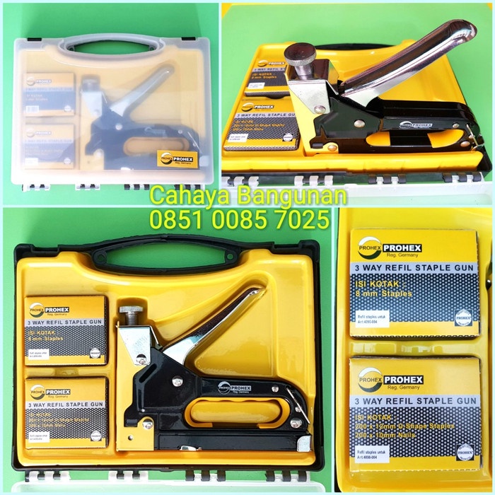 

Ready Stok STAPLES STAPLE GUN PROHEX Jok Tembak Tacker Hekter 3 Way in 1 Komplit 4396