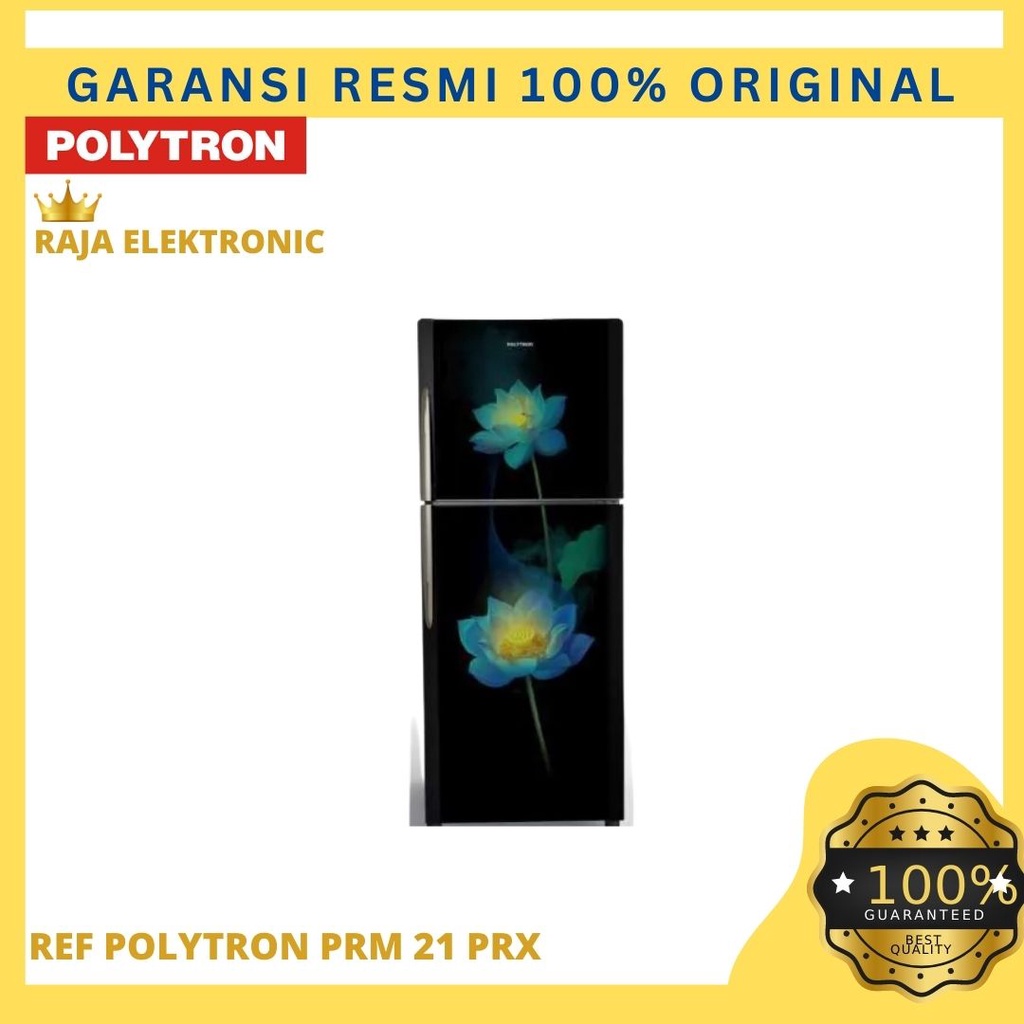 KULKAS POLYTRON 21PLX KULKAS POLYTRON 2 PINTU 21PLX TEMPERED GLASS DOO