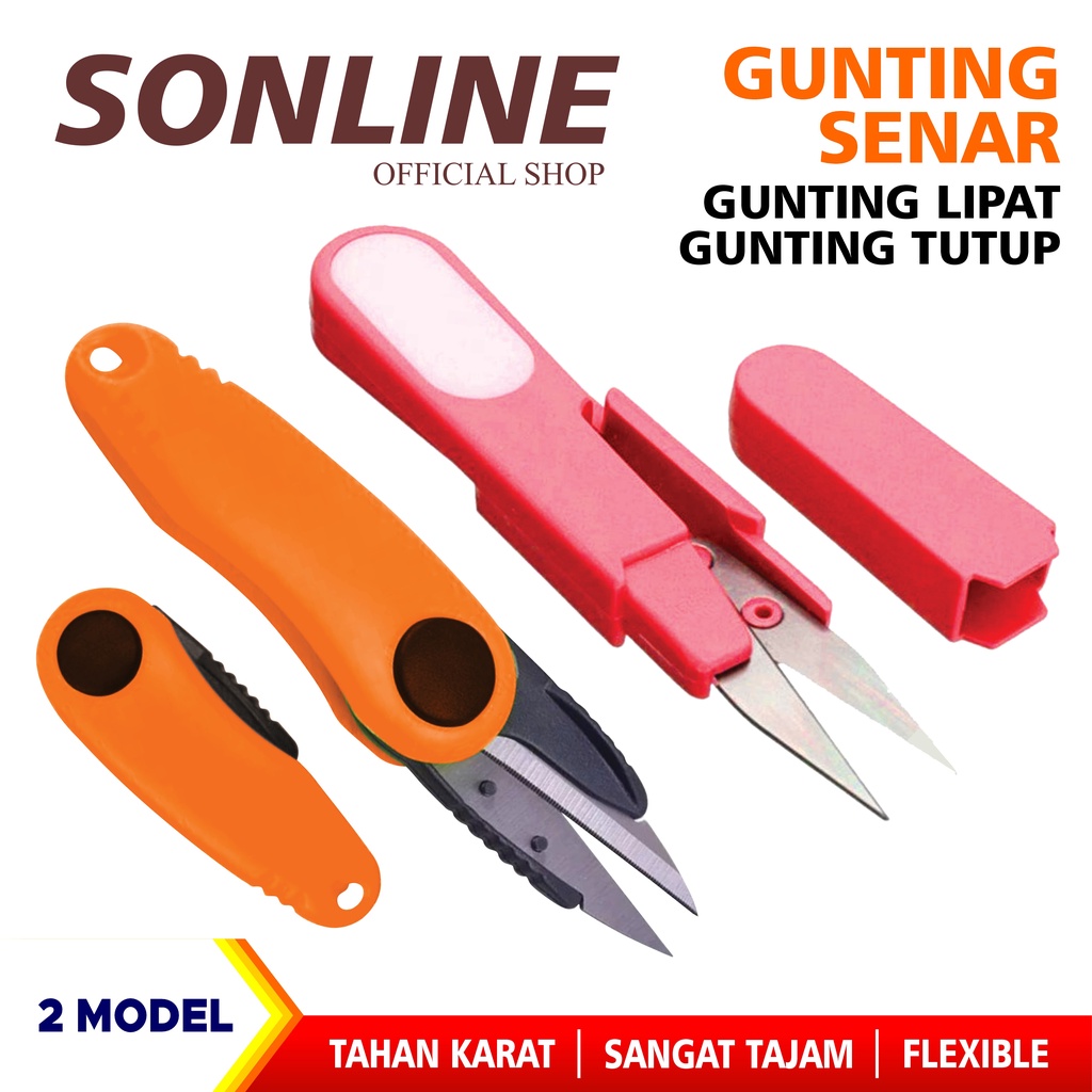 SONLINE Gunting Senar Benang Pancing Gunting Portable Bahan Stainless Steel Gunting Anti Karat Awet Gunting Lipat Dan Plus Tutup