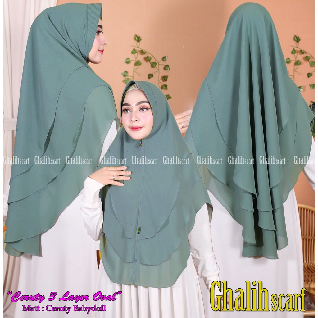 KHIMAR 3 LAYER PINGUIN JUMBO CERUTY BABYDOLL PREMIUM JIBAB HIJAB SYAR'I