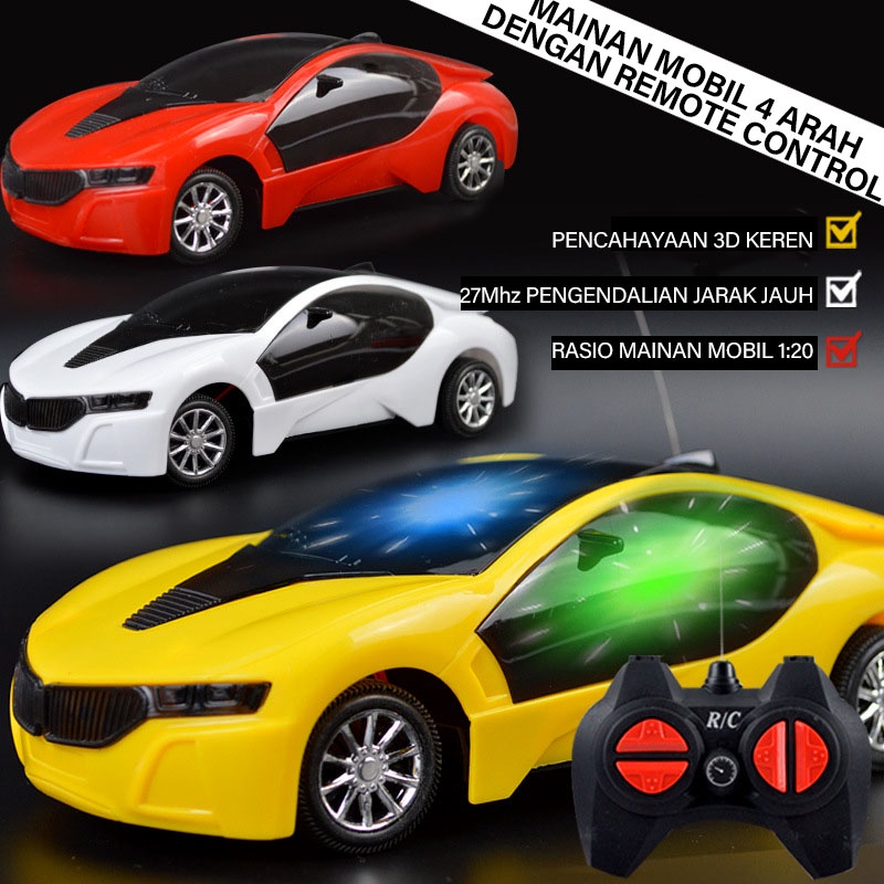 Holiven Mainan Mobil 3D Dengan Remote Control 4 Arah