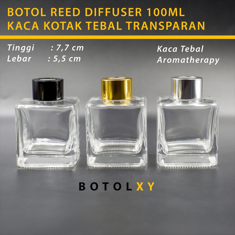 Botol REED DIFFUSER 100ml - Model KOTAK Kaca Tebal Clear Aromatherapy