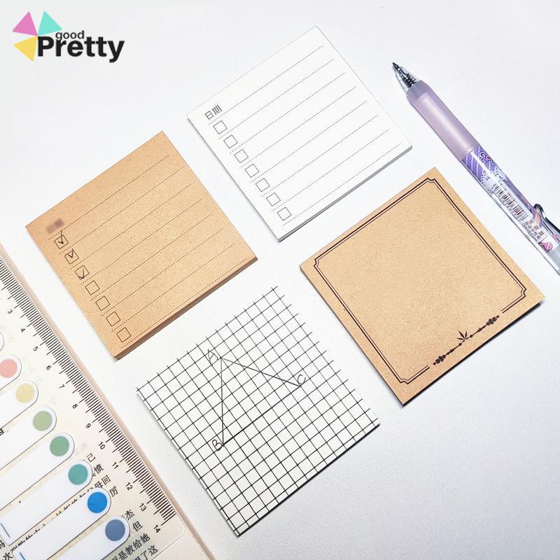 Sticky Note Memo Brown White Retro Sederhana Korea Sticky Note Alat tulis - PD