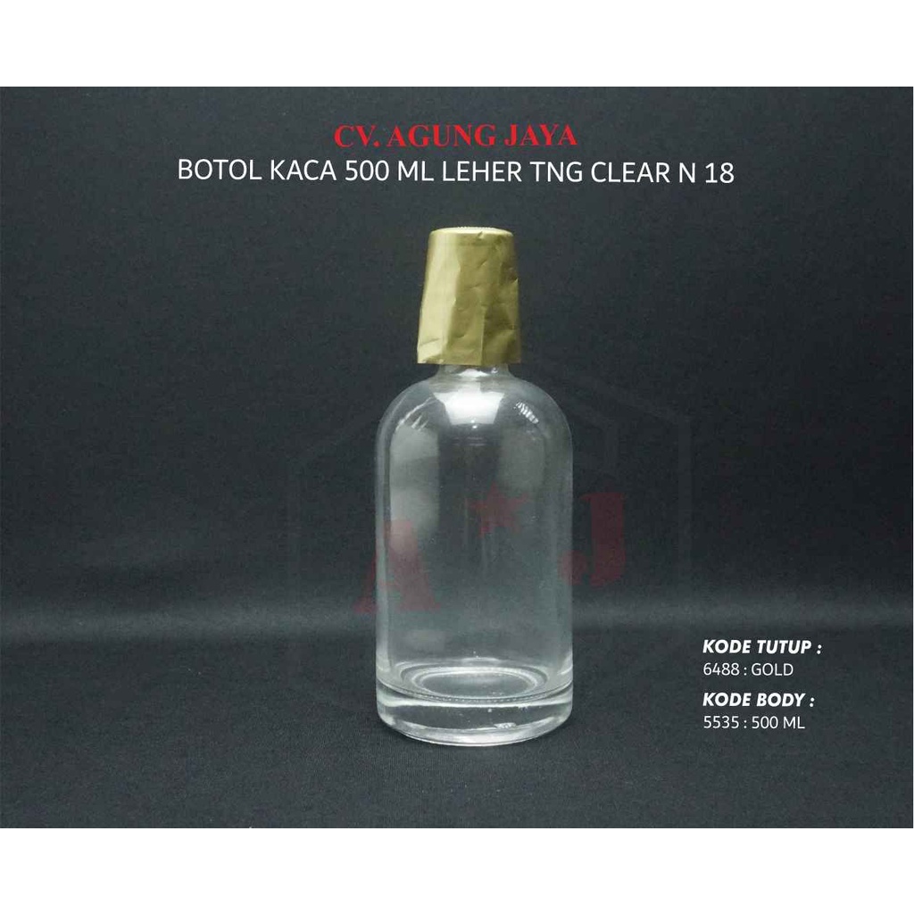 Botol Kaca 500 ml Leher Tinggi / Botol Minum / Botol Cuka / Madu / Sirup Kaca 500 ml