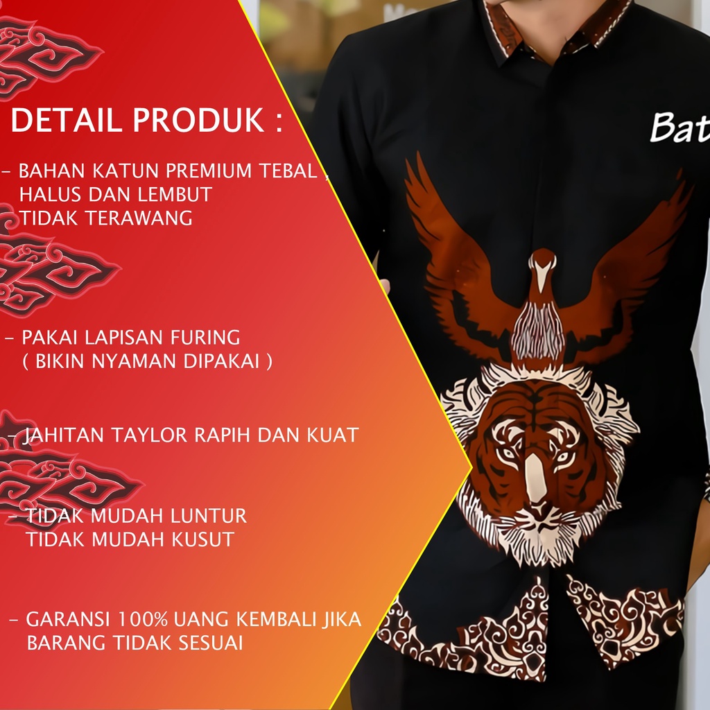 Baju Kemeja Batik Pria Cowok Lengan Panjang Slimfit Atasan Batik Premium Pria Cowok Batik Pekalongan Kekinian Original Modern Seragam Kantor Jumbo SBA 09