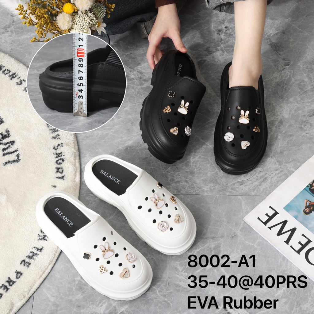 EVA Sandal Slop Wedges Wanita Karet Spons import Super Empuk Ringan Elastis Sol Anti Slip Tebal Tinggi 5 Cm BALANCE 8002-A1